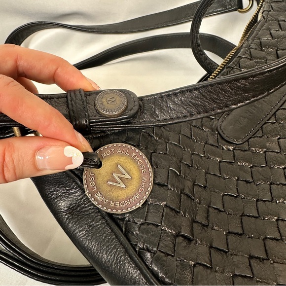 Wanderers Woven Leather Crossbody Purse Quiet Luxury Minimalist Black - Picture 12 of 16